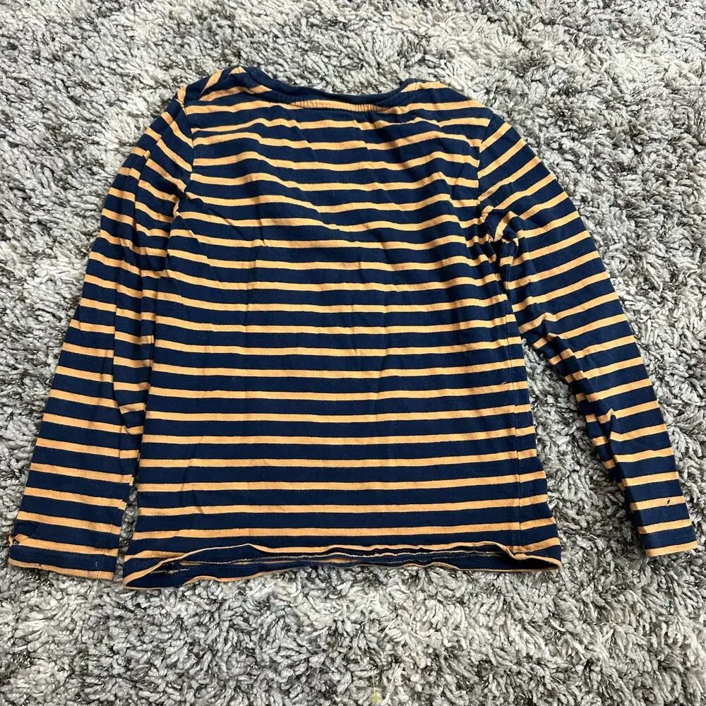H&M Navy Blue Orange Stripe Long Sleeve T Shirt Boys 6 8 Years - Picture 2 of 5